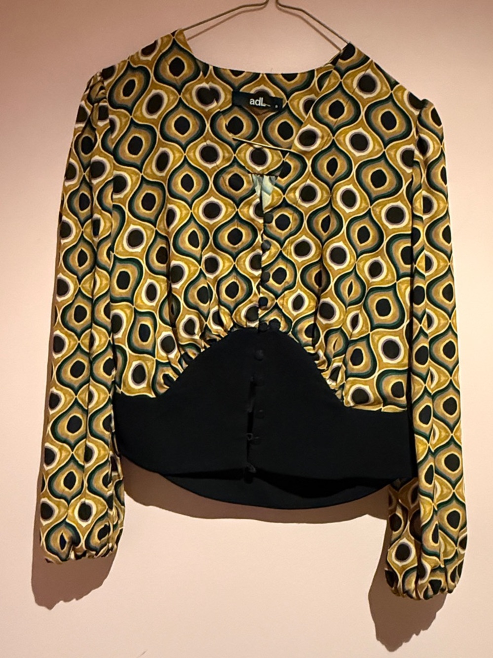 ADL geometric cropped tuxedo style top